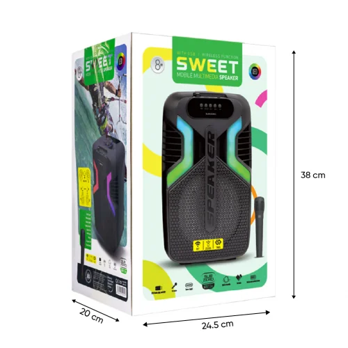 Subzero WR136 Sweet RGB Bluetooth Speaker 8" | TWS | Kablosuz Mikrofon
