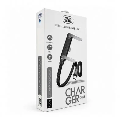 Subzero CL170 Type-C to Lightning 27W Örgülü Yassı Data Şarj Kablosu | Katlanabilir Stand
