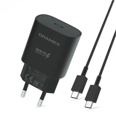Dramex SPD25T Type-C Başlık Giriş | Type-C Kablolu 25W 3.0 Amper PD Ev Şarj Aleti