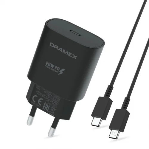 Dramex SPD25T Type-C Başlık Giriş | Type-C Kablolu 25W 3.0 Amper PD Ev Şarj Aleti