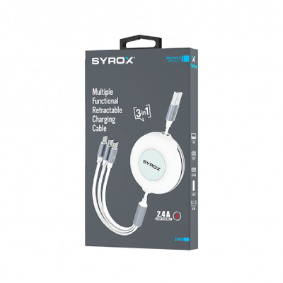 Syrox C145 2.4 Amper Makaralı Metal Kablo | 3in1