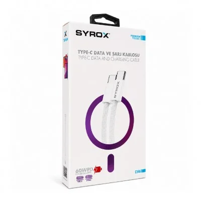 Syrox C146 60W Örgülü Pd Kablo | Orjinal Görünüm Kablo 