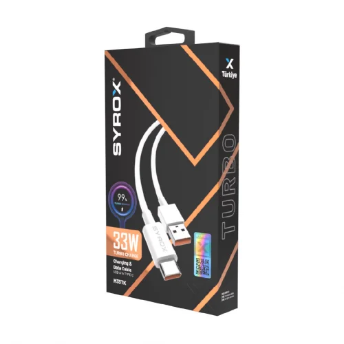 Syrox M33TK 33W Type-C Data Şarj Kablosu | Turbo Göstergeli