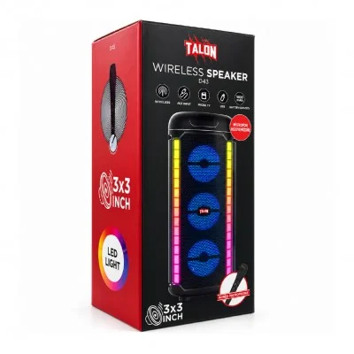  D43 RGB Işıklı Mikrofonlu Bluetooth Speaker 3x3"
