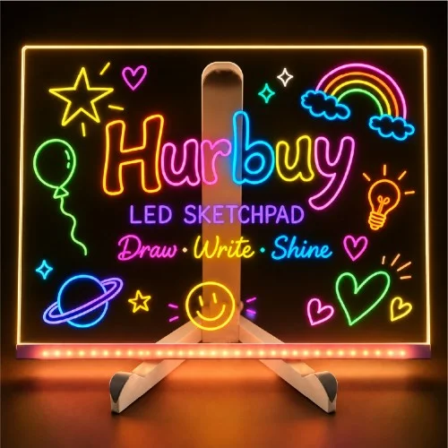 Talon TLNK1 Led Işıklı Çizim Tahtası | 30 x 20 cm | Silinebilir Renkli Kalem Hediyeli