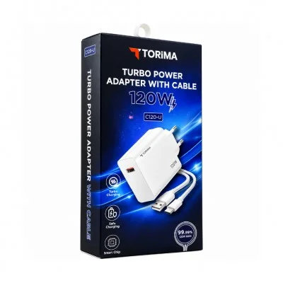 Torima C120U 120W Turbo Type -C Şarj Aleti | Saniye Gösterir