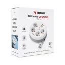 Torima RPS-01 Termal Akım Korumalı Priz | 4xPriz  2xUSB-A  1xUSB-C | 3 Metre Makaralı Uzatma Kablosu
