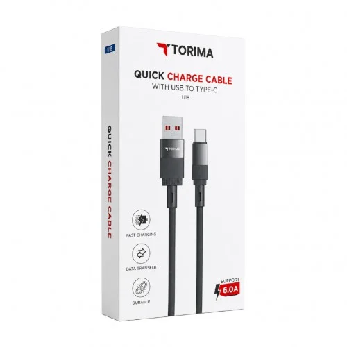 Torima U18 USB Type-C 6A Hızlı Data | Şarj Kablosu