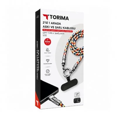 Torima U32 60W Type-C To Type-C PD Kablo | Boyun Askı İpi