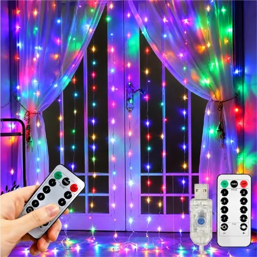 LW-47 Sarkıt Perde RGB Led Işık | 3mx3m | Uzaktan Kumanda
