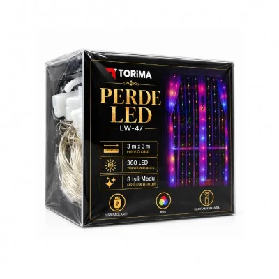 LW-47 Sarkıt Perde RGB Led Işık | 3mx3m | Uzaktan Kumanda