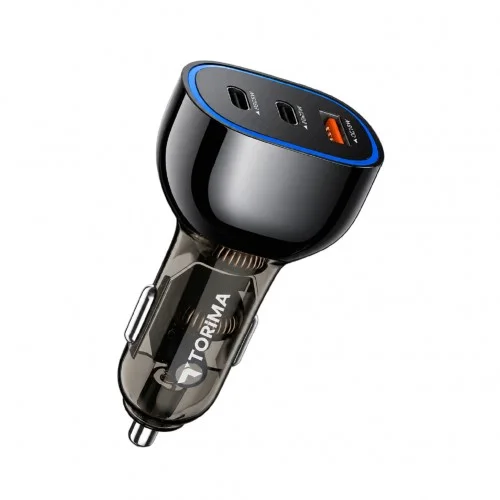 Torima C11 68W PD Hızlı Araç Şarj Başlık | 2 x Type-C |  1x Usb