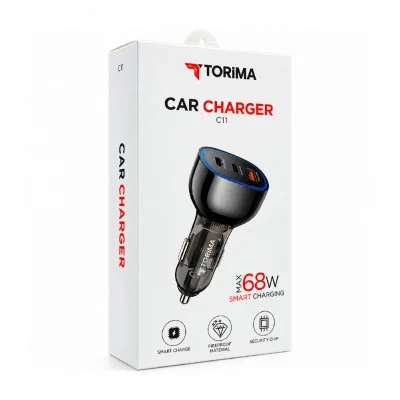 Torima C11 68W PD Hızlı Araç Şarj Başlık | 2 x Type-C |  1x Usb