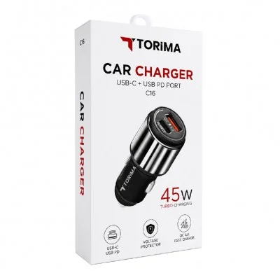 Torima C16 Oto Başlık 45W | 1xUSB 1xPD Çıkış