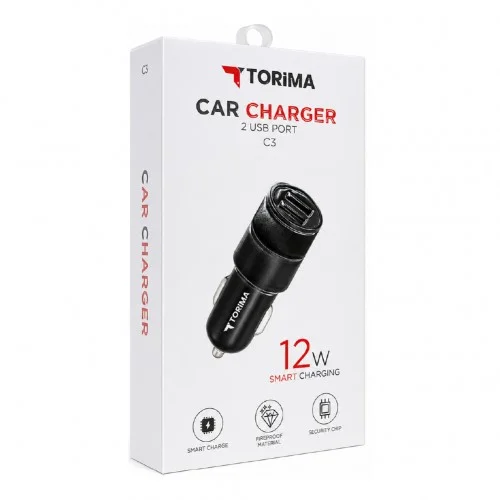 Torima C3 Oto Başlık 12W | 2xUSB Çıkış