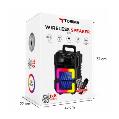 Torima D25 Bluetooth Speaker 8'' | Mikrofon | Kumanda