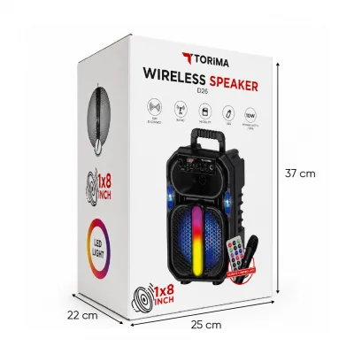 Torima D26 Bluetooth Speaker 8'' | Mikrofon | Kumanda