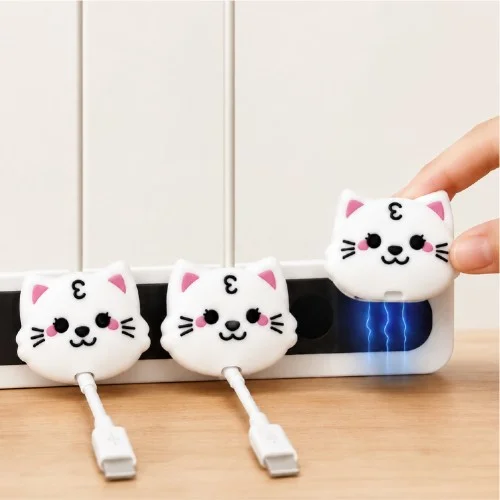 Torima CH-01 Kedi Figürlü Üçlü Kablo Düzenleyici