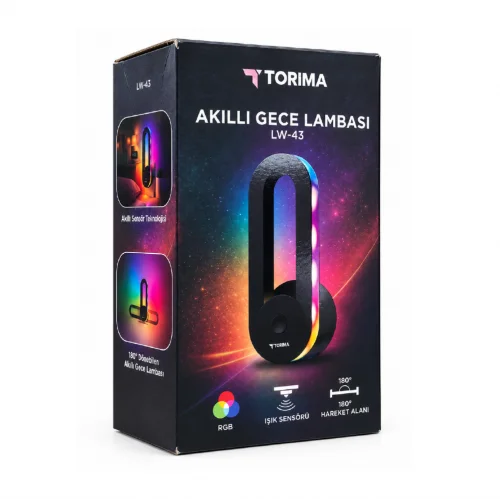 Torima LW-43 Priz Tipi Akıllı RGB Gece Lambası| Işık Sensörlü | 180 Derece Dönebilir
