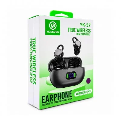 YK Design YK-57 Kulak İçi TWS Mini Bluetooth Kulaklık | LCD Gösterge