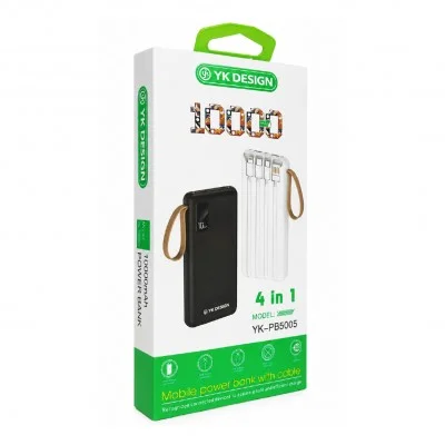YK Design YK-PB5005 10000 mAh 4 Kablolu Led Göstergeli Powerbank