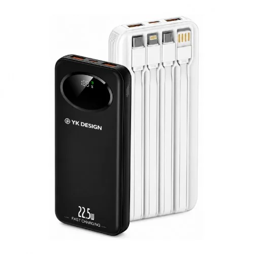 YK Design YK-PB5009 10000 mAh 22.5W 4 Kablolu LCD Göstergeli Powerbank