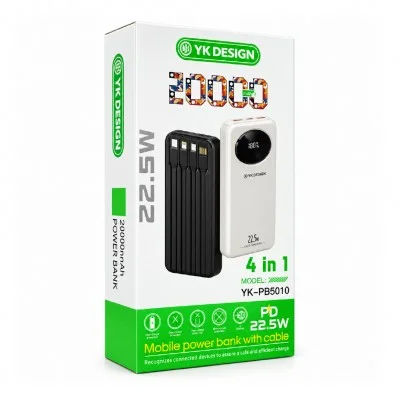 YK Design YK-PB5010 20000 mAh 22.5W | 4 Kablolu Lcd Göstergeli Powerbank