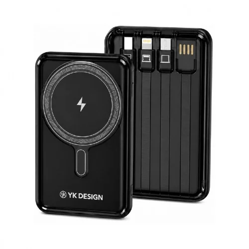 YK Design YK-PB5068 10000 mAh 22.5W Kablolu | 15W Kablosuz Lcd Göstergeli Magsafe Powerbank