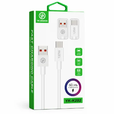 YK Design YK-K292 USB Type-C 120W Turbo Şarj Kablosu | Turbo Saniye Gösterir