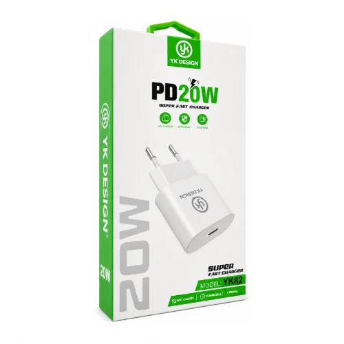 YK Design YK82 20W PD Hızlı Ev Şarj Başlığı