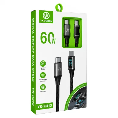 Yk Design K313 60W PD Type-C Kablo | LCD Gösterge