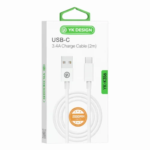 YK Design YK-K356 USB Type-C 3.4A Örgülü Şarj Kablosu | 2 Metre