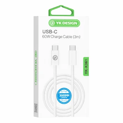 YK Design YK-K361 PD Type-C 60W Örgülü Şarj Kablosu | 3 Metre