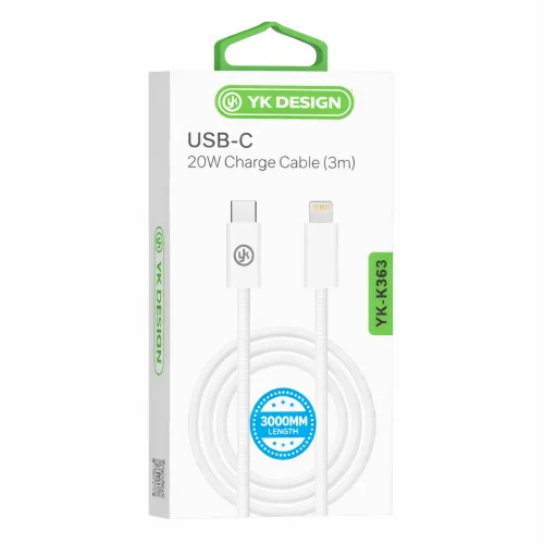 YK Design YK-K363 PD Lightning 20W Örgülü Şarj Kablosu | 3 Metre