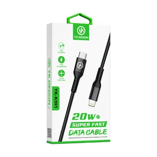 Yk Design YK-K591 20W PD Type-C | Lightning Hızlı Şarj | Data Kablosu