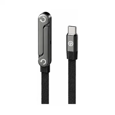 YK Design YK-K601 Type-C PD 240W Örgülü Yassı Data Şarj Kablosu | Stand Özellikli