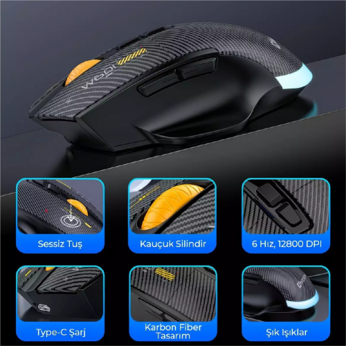 YK Design W601 Oyuncu Mouse | 7 Tuş