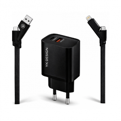YK Design YK-SR92 38W 5in1 Kablolu Turbo Şarj Cihazı | 1xPD 1xUSB QC