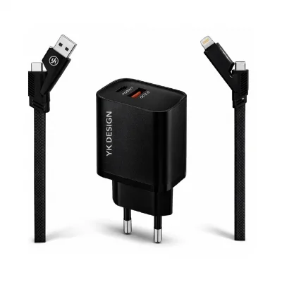 YK Design YK-SR92 38W 5in1 Kablolu Turbo Şarj Cihazı | 1xPD 1xUSB QC