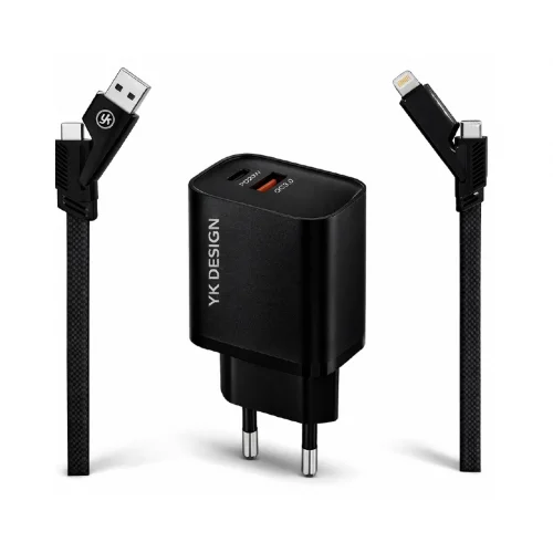 YK Design YK-SR92 38W 5in1 Kablolu Turbo Şarj Cihazı | 1xPD 1xUSB QC