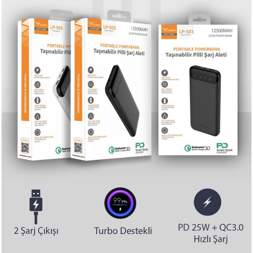 Lucatech LP-503 12500 Mah Lcd Göstergeli 25W Powerbank