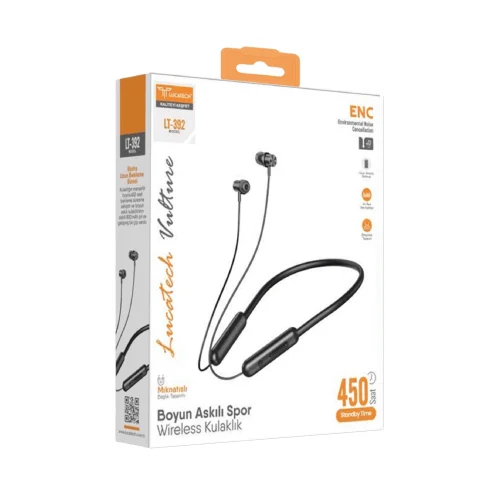 Lucatech LT392 Boyun Askılı Bluetooth Kulaklık | ENC | Mıknatıslı Başlık | 450 Saat Standby