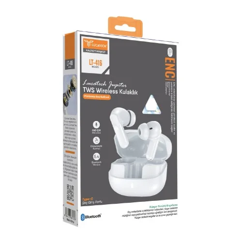Lucatech LT416 Jupiter TWS Bluetooth Kulaklık | ENC Çift Mikrofon | BT 5.4