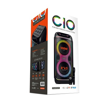 Powerway CIO RGB Bluetooth Speaker 2 x 8" | 100W  Ses | Uzaktan Kumanda
