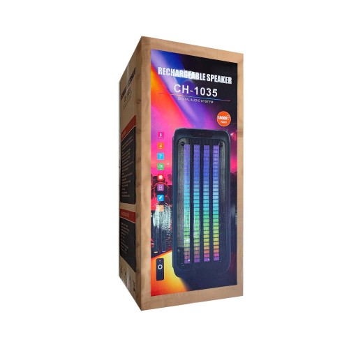 CH-1035 Çift Mikrofonlu RGB Bluetooth Speaker 2 x 10" | 18.000W PMPO | Uzaktan Kumanda CH-1035 Çift Mikrofonlu RGB Bluetooth Speaker 2 x 10" | 18.000W PMPO | Uzaktan Kumanda
