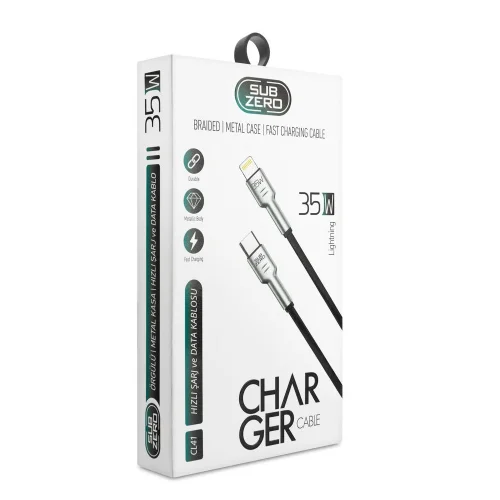 Subzero CL41 35W PD Lıghtnıng Örgülü Şarj Kablosu | Metal Başlık