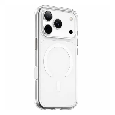 İphone 17 Pro Lüx Mika Sert Şeffaf Magsafe Kılıf | Metal Buton