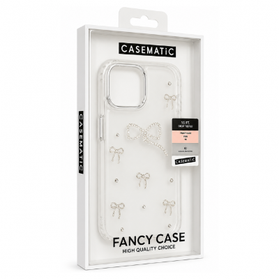 Fancy Iphone 12 Fiyonklu Taşlı Şeffaf Kılıf | Sert Silikon