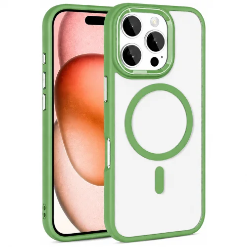 Zore İphone 15 Pro Krom Magsafe Silikon Kılıf