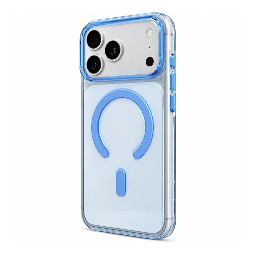 İphone 18 Pro Max Lüx Mika Sert Şeffaf Magsafe Kılıf | Metal Buton